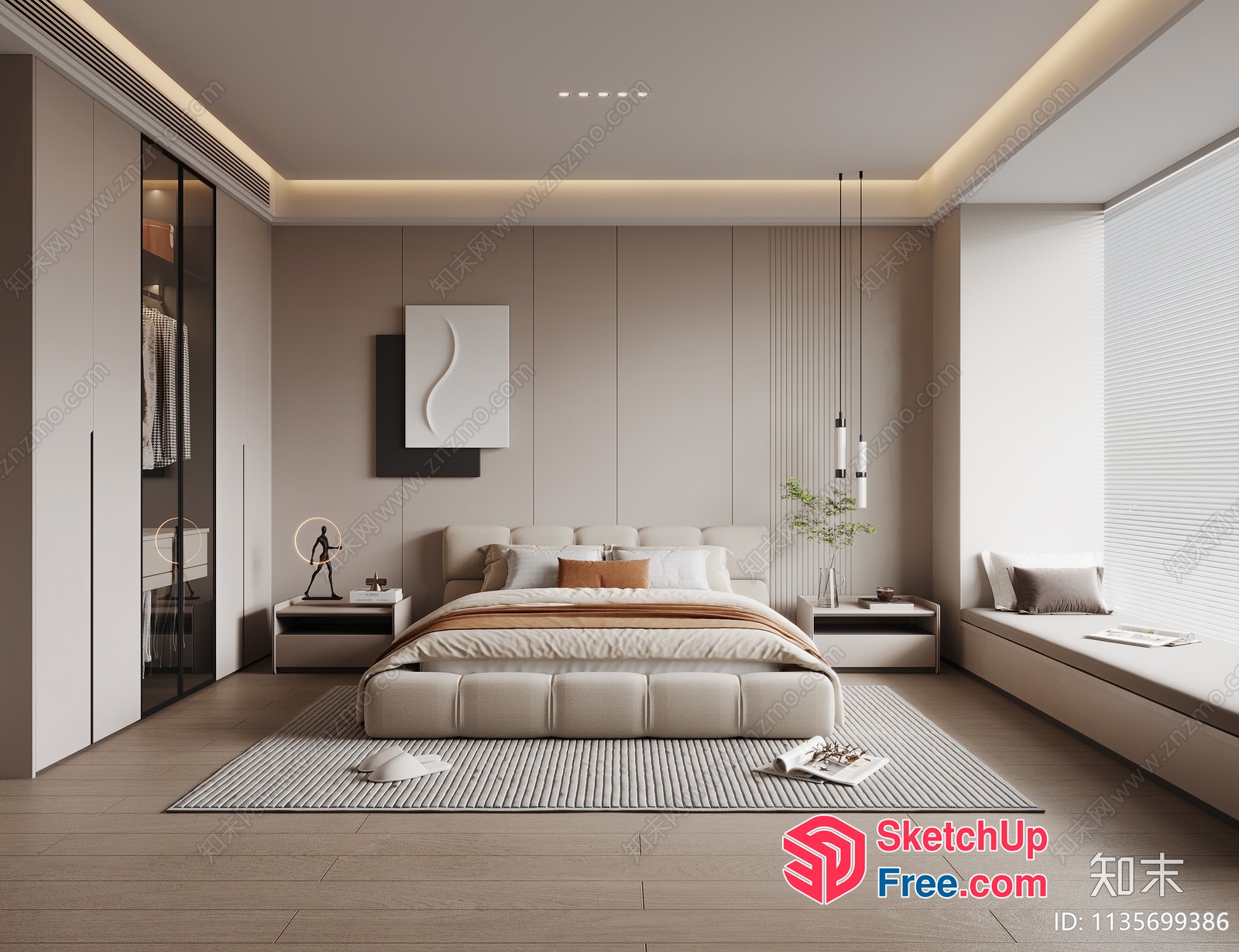 Modern Minimalist Bedroom Interior 3D SketchUp File