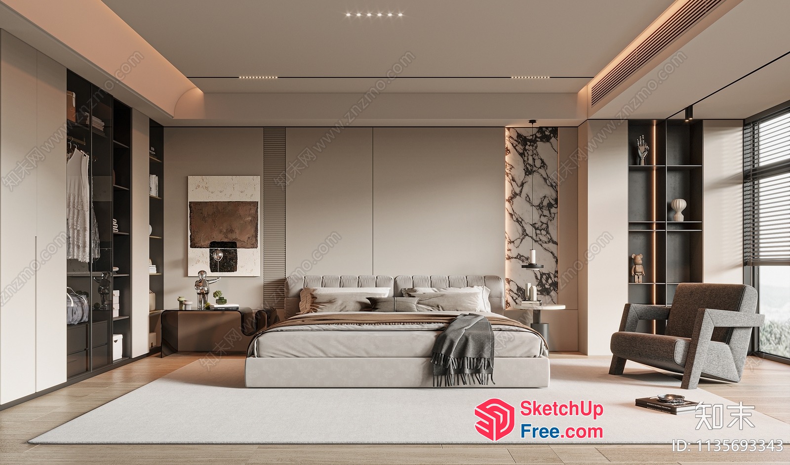 Modern Minimalist Bedroom Interior Design 3D SketchUp File