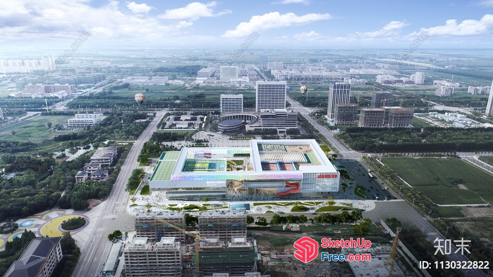 Modern Commercial Building With Sleek Architecture And Lush Green Surroundings 3D SketchUp File