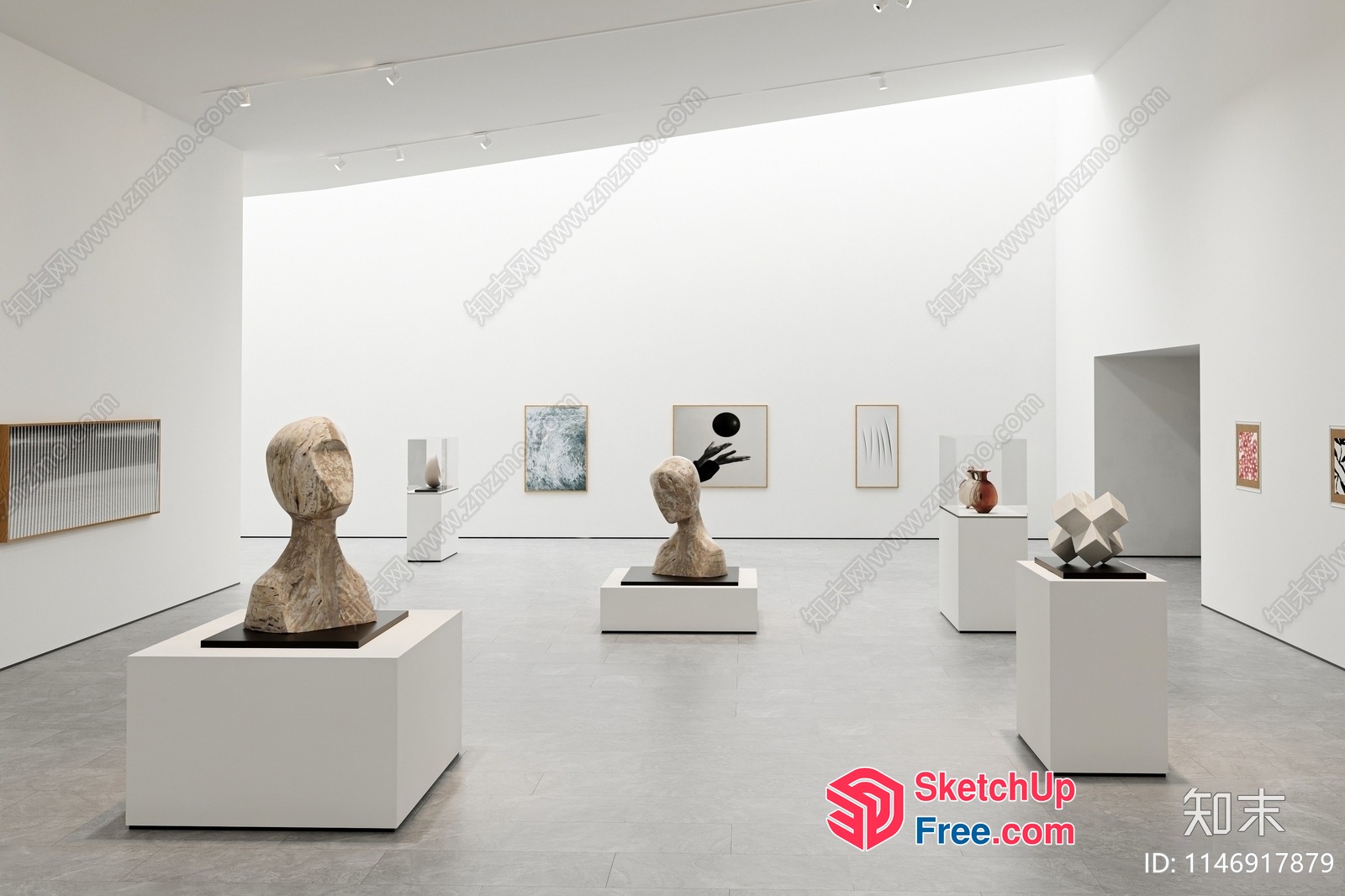 Minimalist Art Gallery Interior 3D SketchUp File