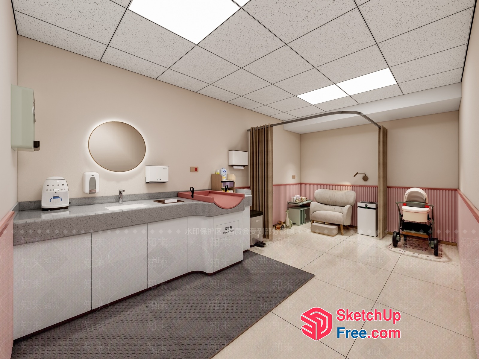 Modern Medical Examination Room Interior 3D SketchUp File