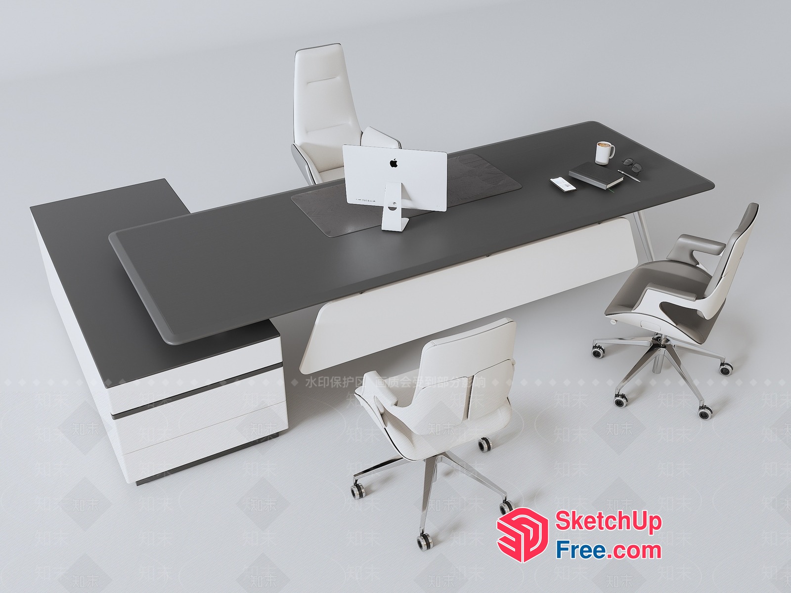 Modern Office Workspace With Sleek Furniture 3D SketchUp File