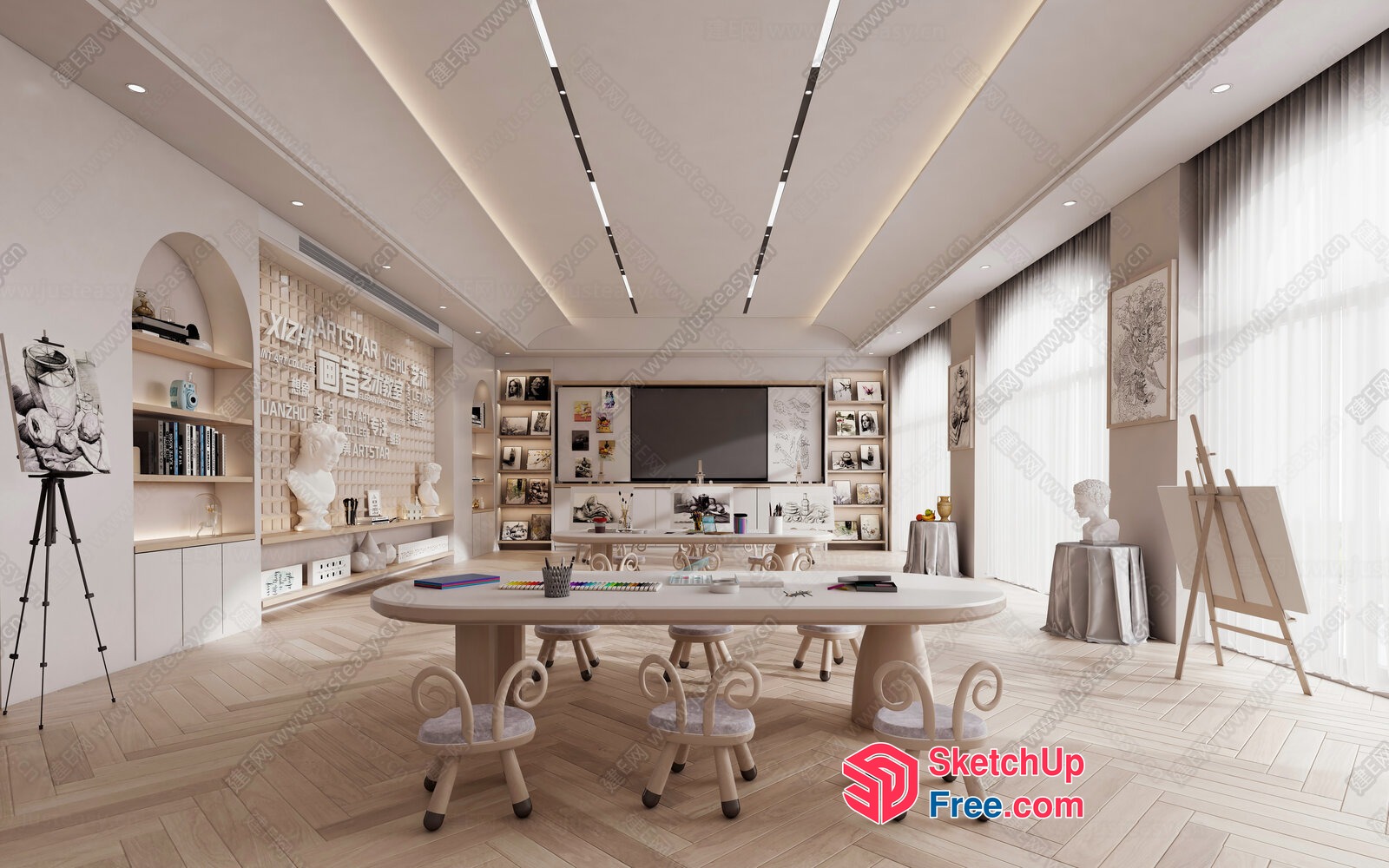 Artistic Display And Seating Area 3D SketchUp File