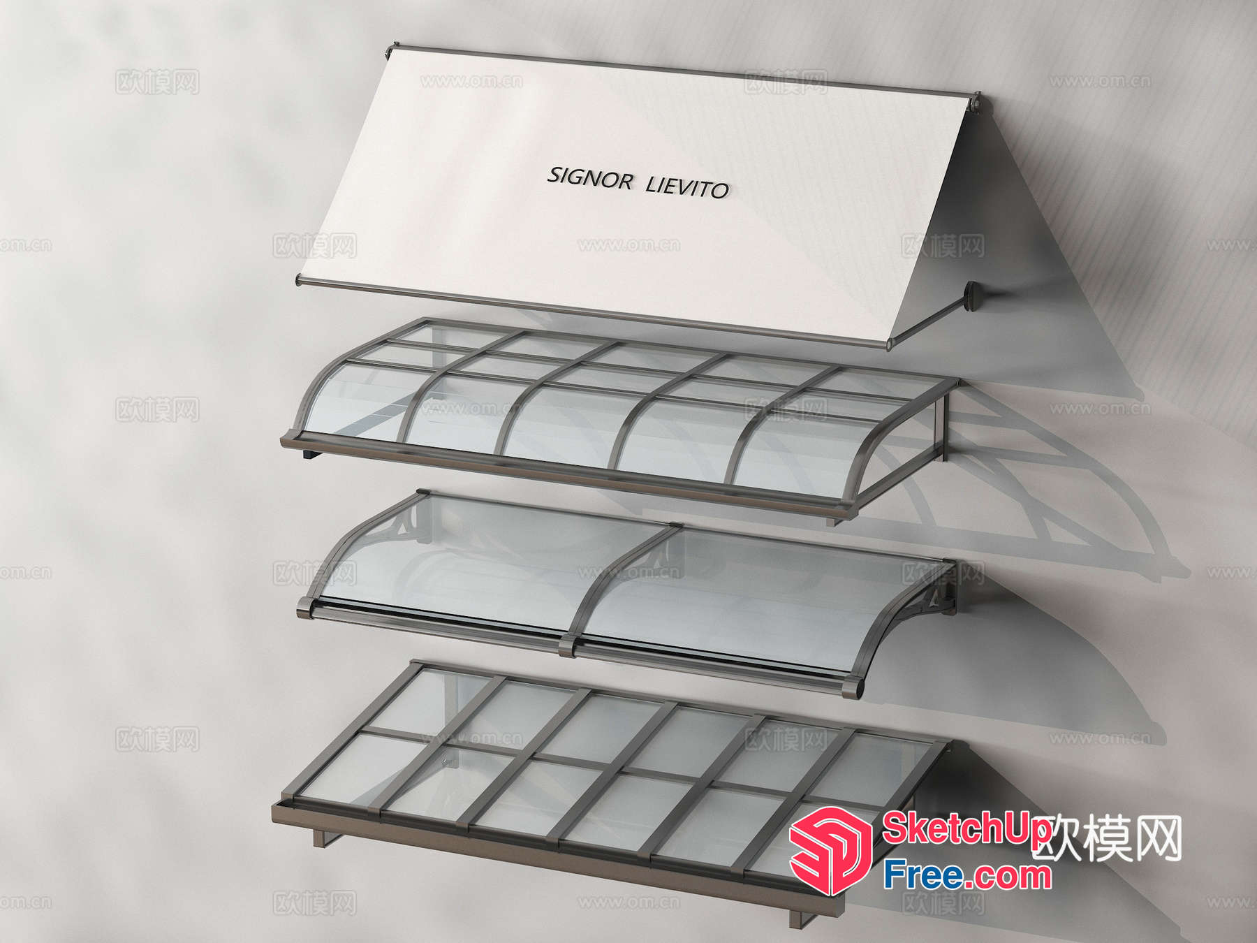 Glass And Metal Display Shelves 3D SketchUp File
