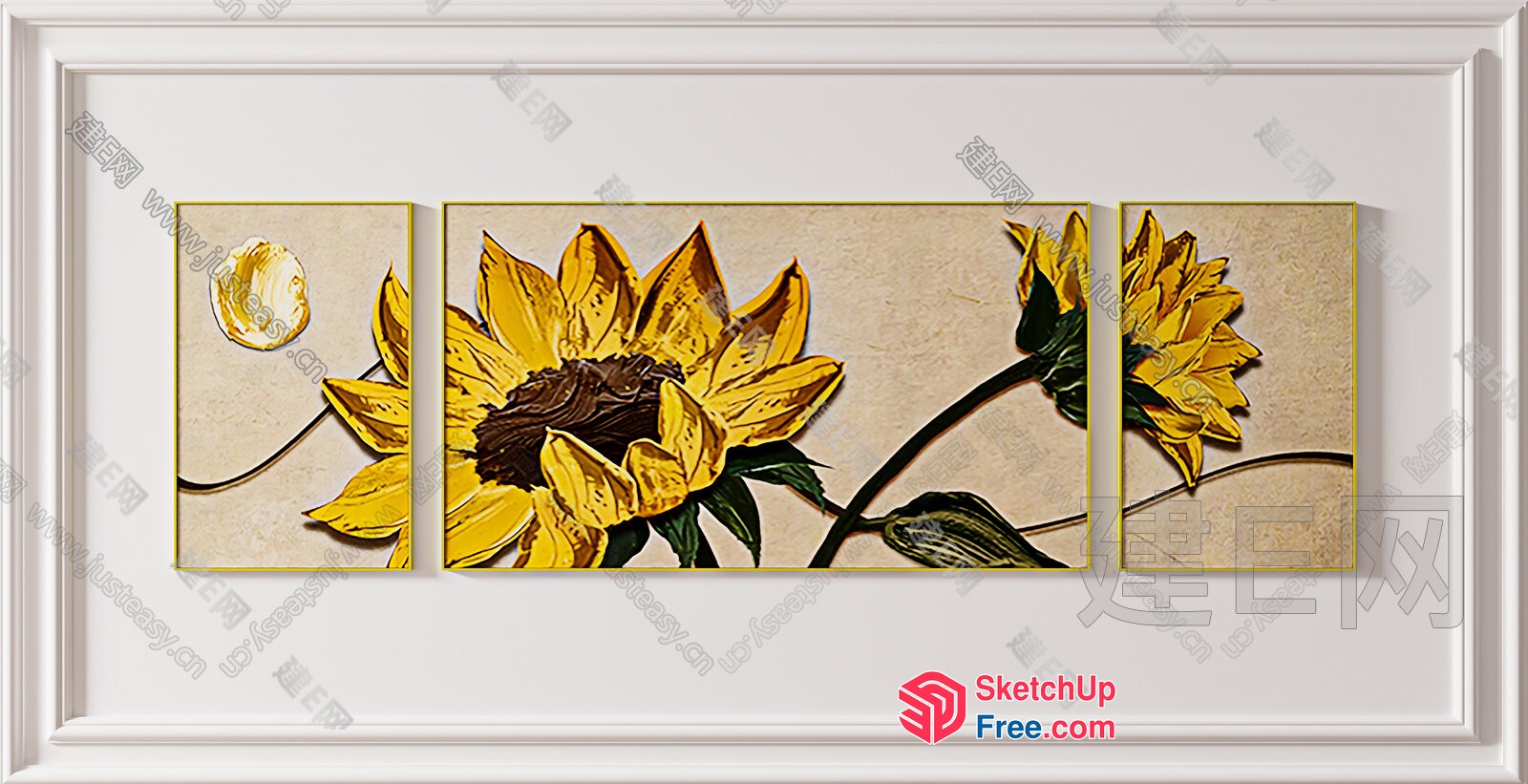 Elegant Sunflower Decorative Wall Art 3D SketchUp File