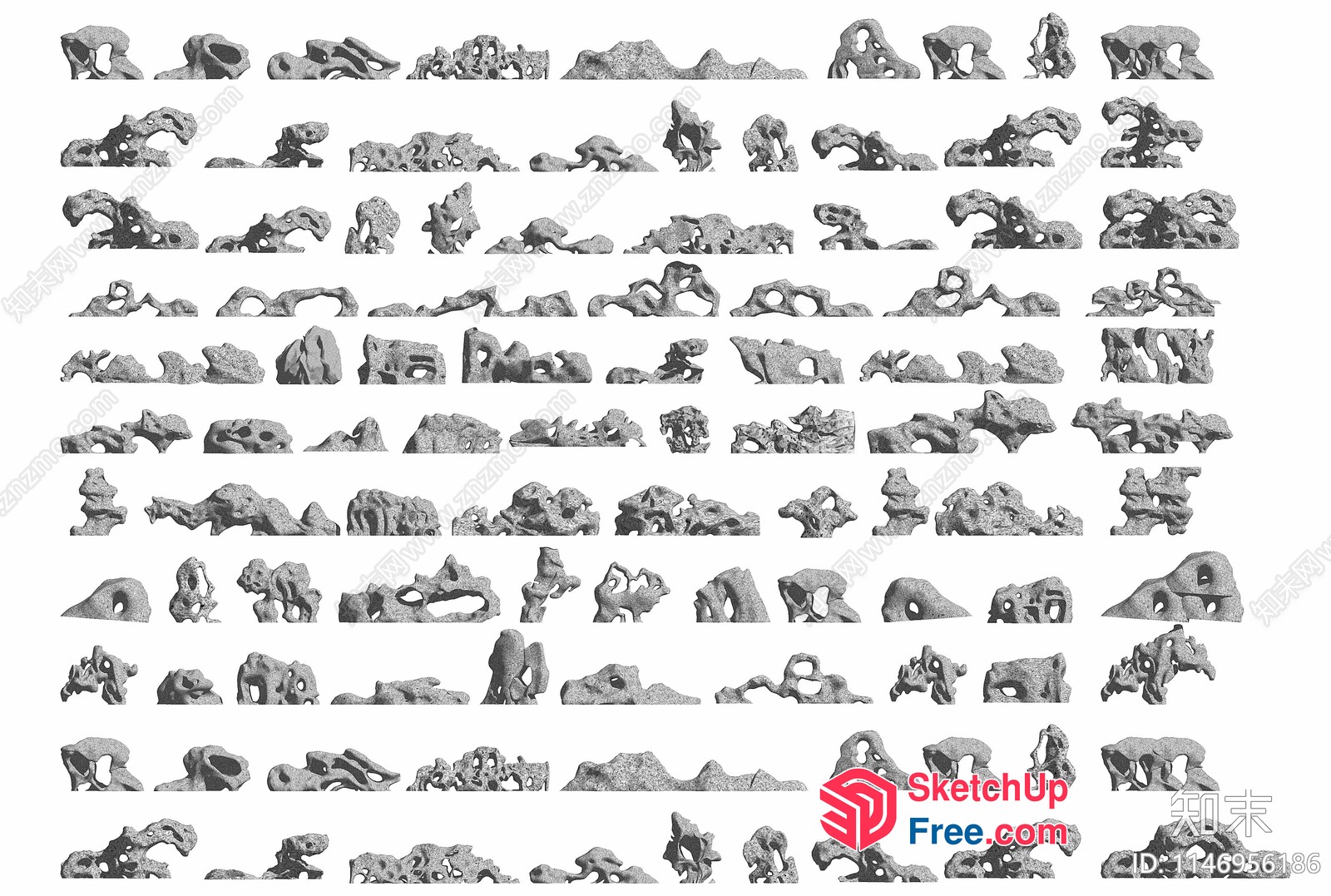 Stone Carvings Of Various Animal Heads 3D SketchUp File