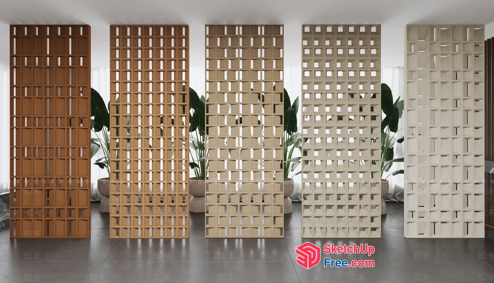 Partition Screen With Multiple Rectangular Holes 3D SketchUp File