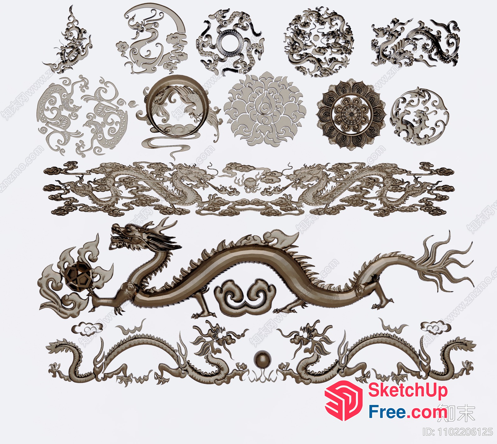 Intricate Dragon Decorations 3D SketchUp File