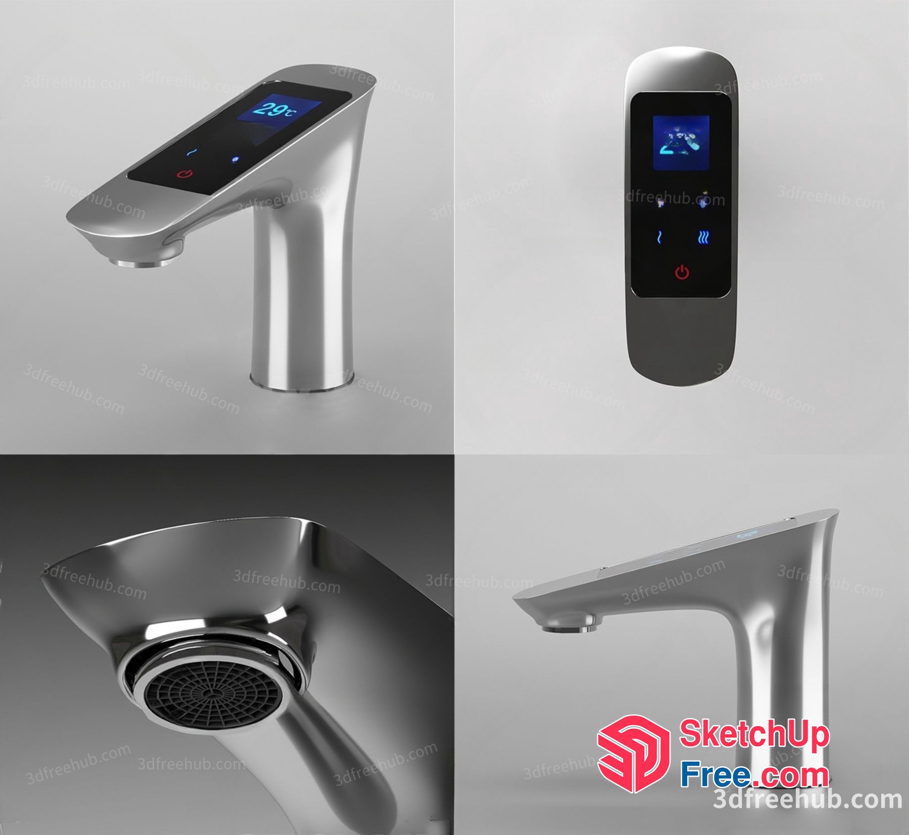 Digital Bathroom Faucet With Temperature Display 3D SketchUp File