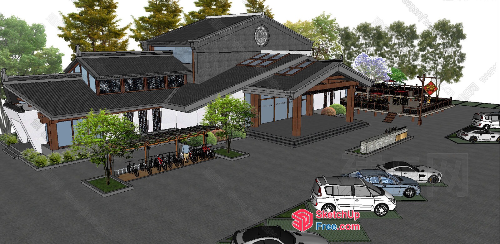 Modern Asian-Style Homestay Exterior 3D SketchUp File