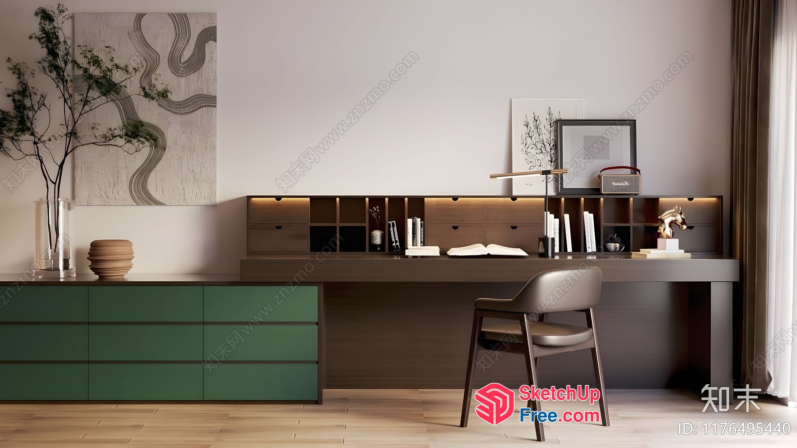 Modern Minimalist Japanese Style Home Office 3D SketchUp File