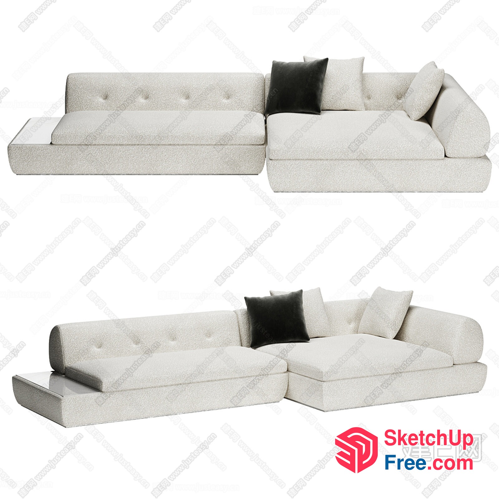 Modern White Sofa Set With Pillows 3D SketchUp File