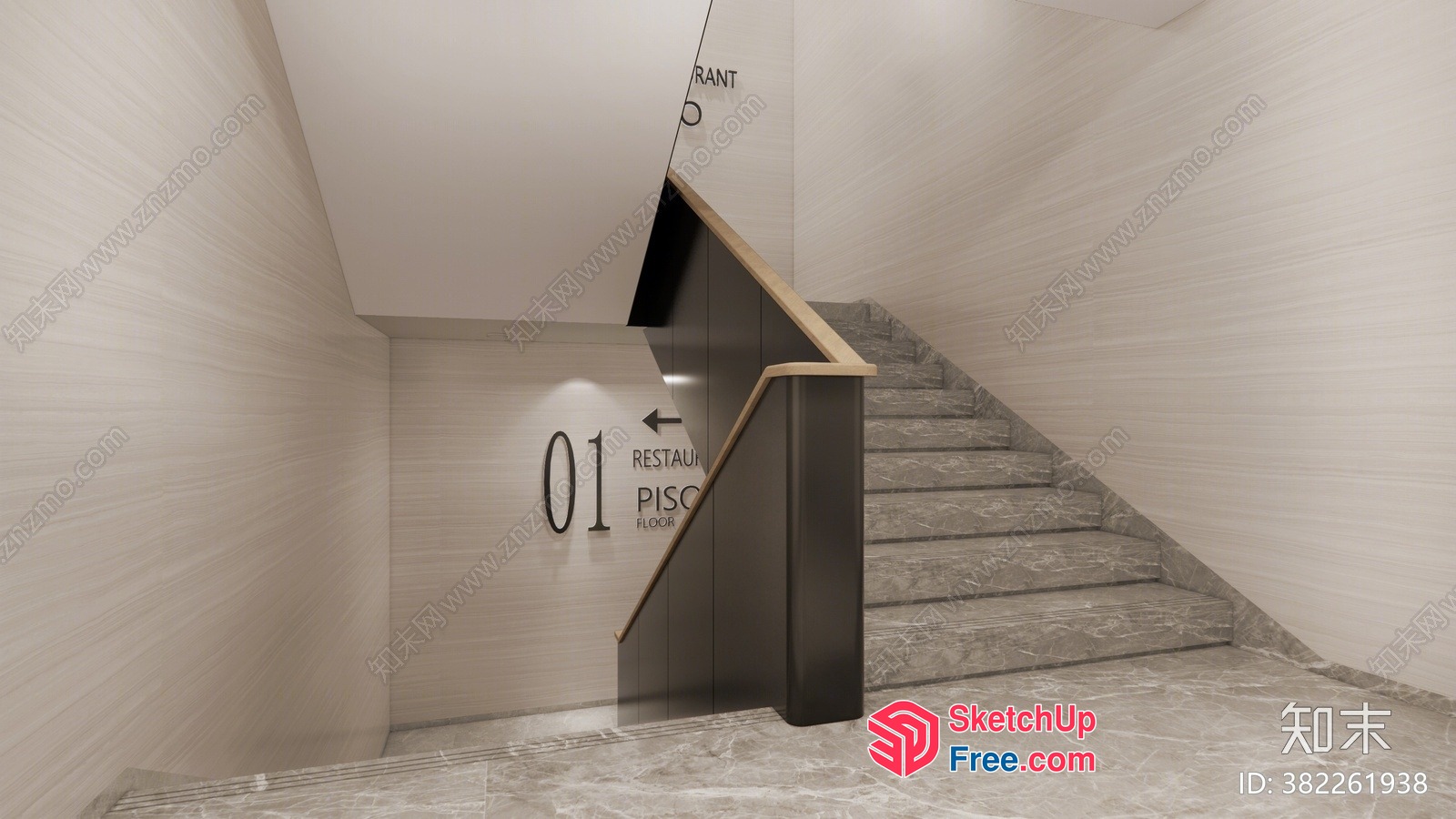 Staircase Leading To Restaurant 3D SketchUp File