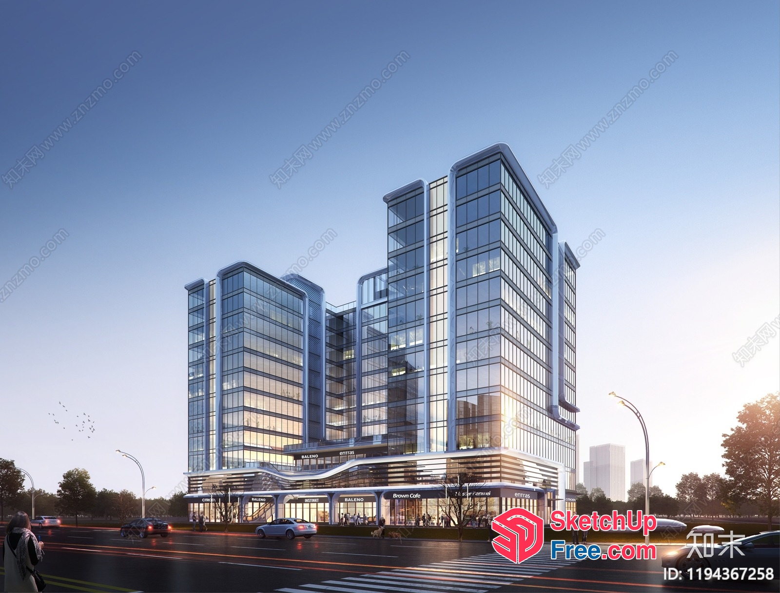 Modern Glass Office Building Exterior 3D SketchUp File