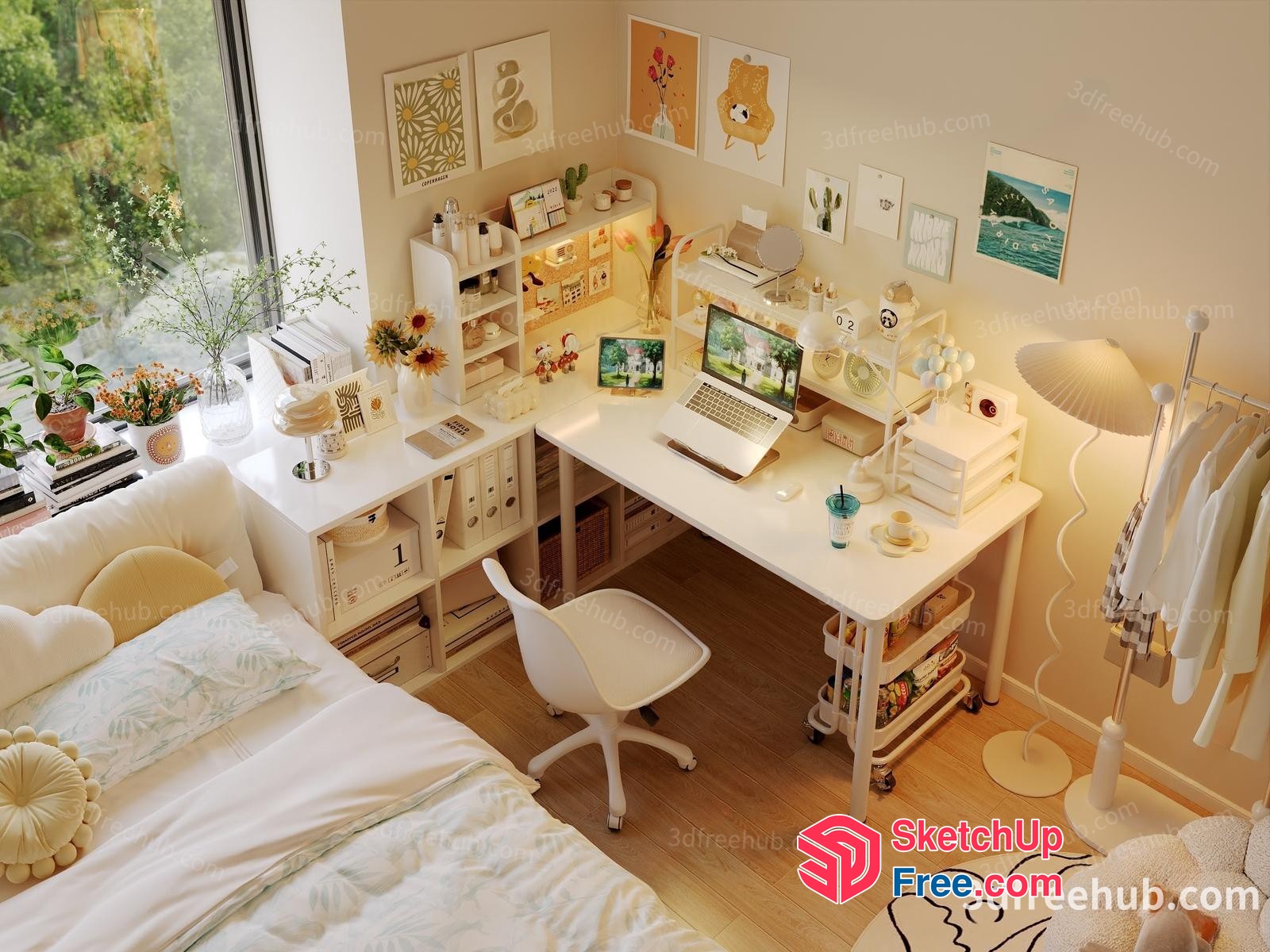 Cozy Minimalist Bedroom Interior 3D SketchUp File