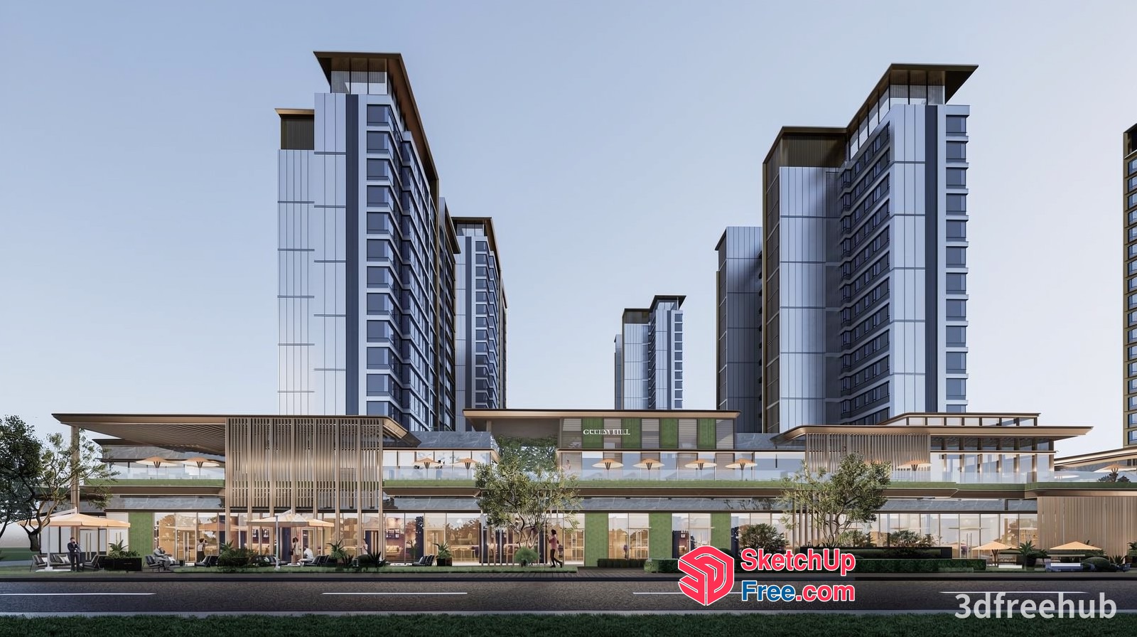 Modern Commercial Building Exterior 3D SketchUp File