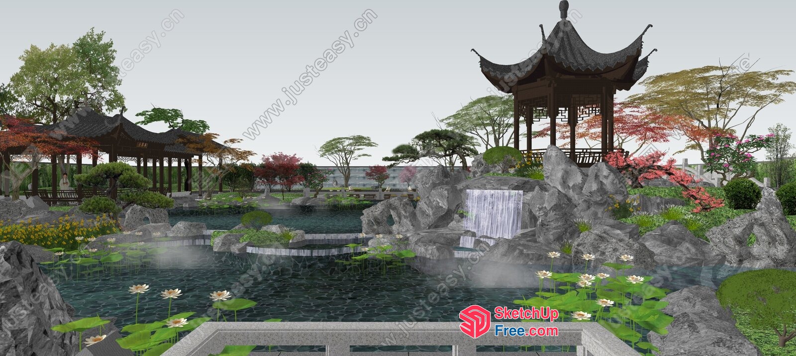 Serene Oriental Garden Oasis 3D SketchUp File