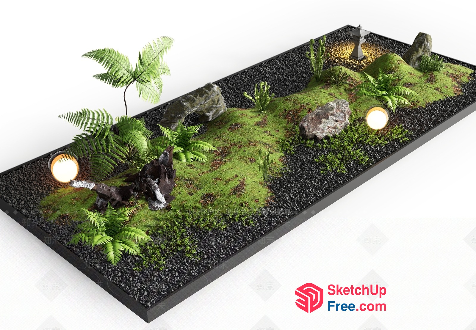 Serene Japanese Garden Scene 3D SketchUp File