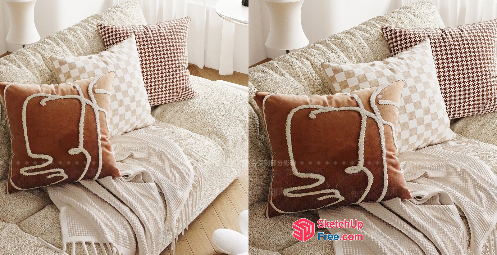 Stylish And Comfortable Sofa And Pillows 3D SketchUp File