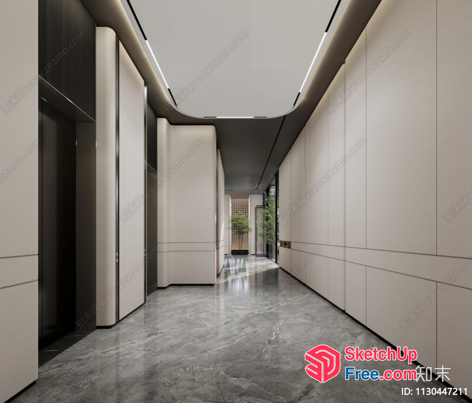 Modern Minimalist Interior With Sleek Elevators 3D SketchUp File