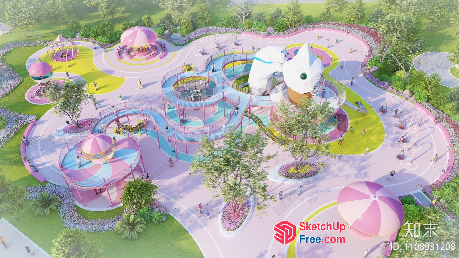 Colorful Playground With Unique Structures 3D SketchUp File