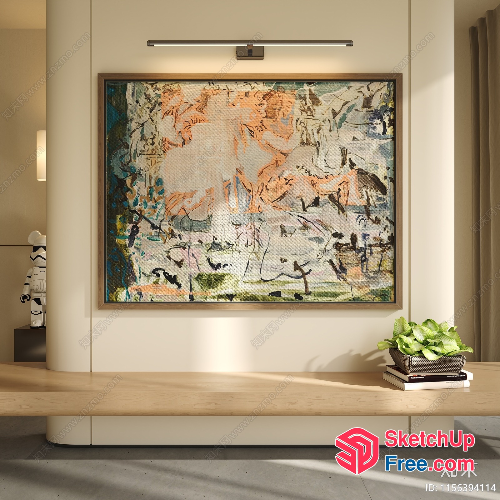 Abstract Artwork In A Modern Living Room 3D SketchUp File