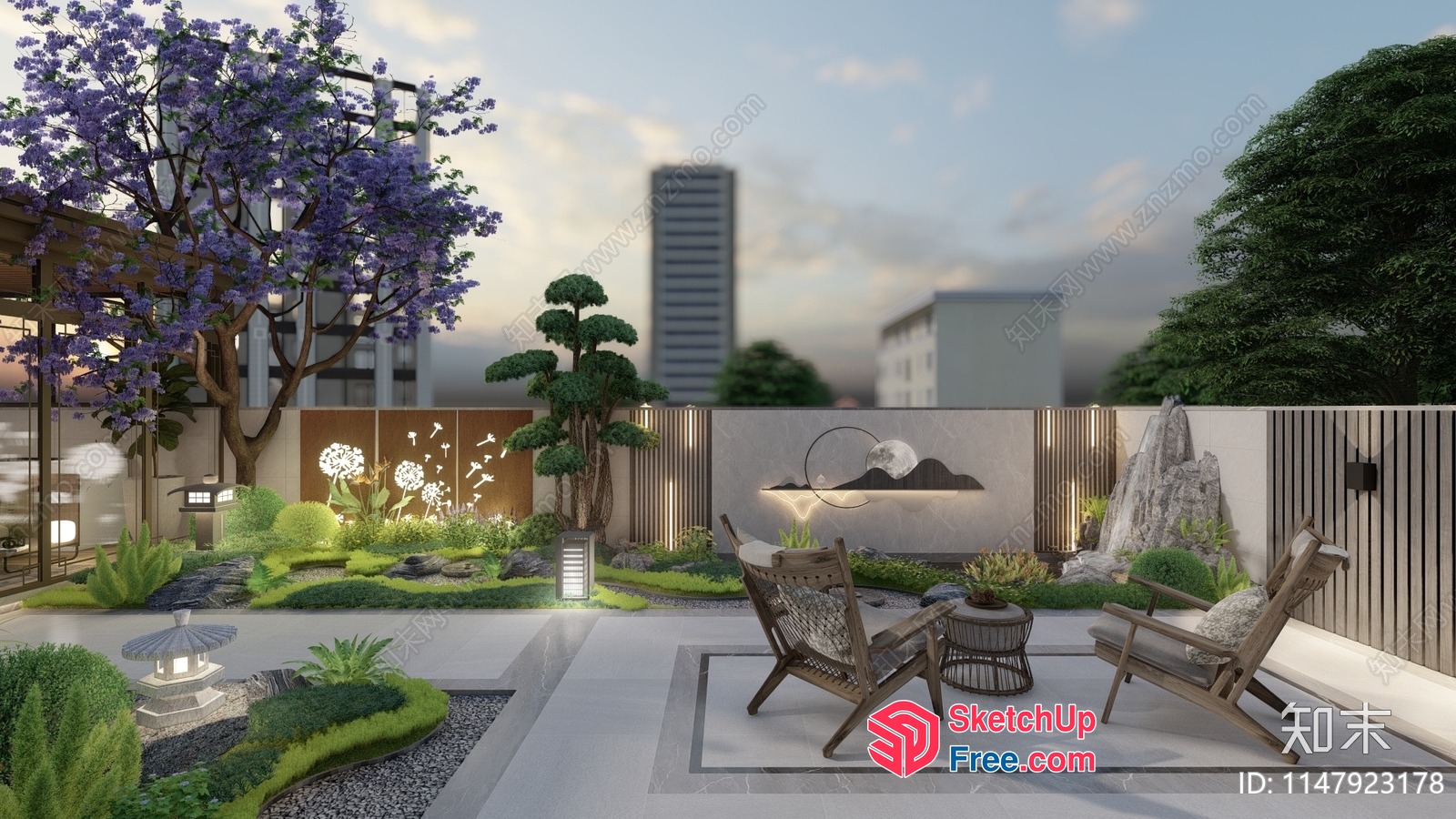 Japanese-Inspired Garden With Modern Decor 3D SketchUp File