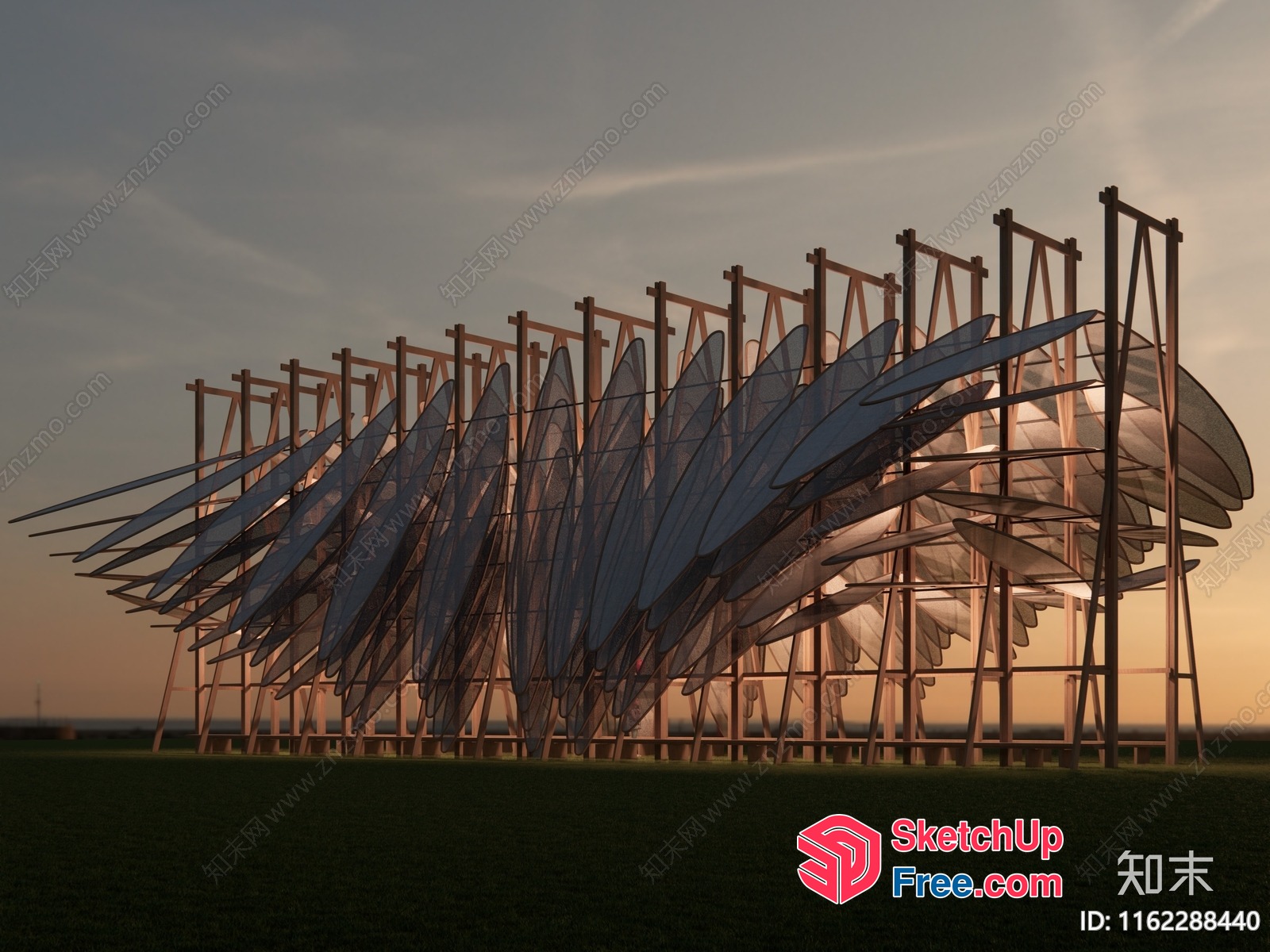 Modern Sculpture With Unique Metal And Wood Design 3D SketchUp File