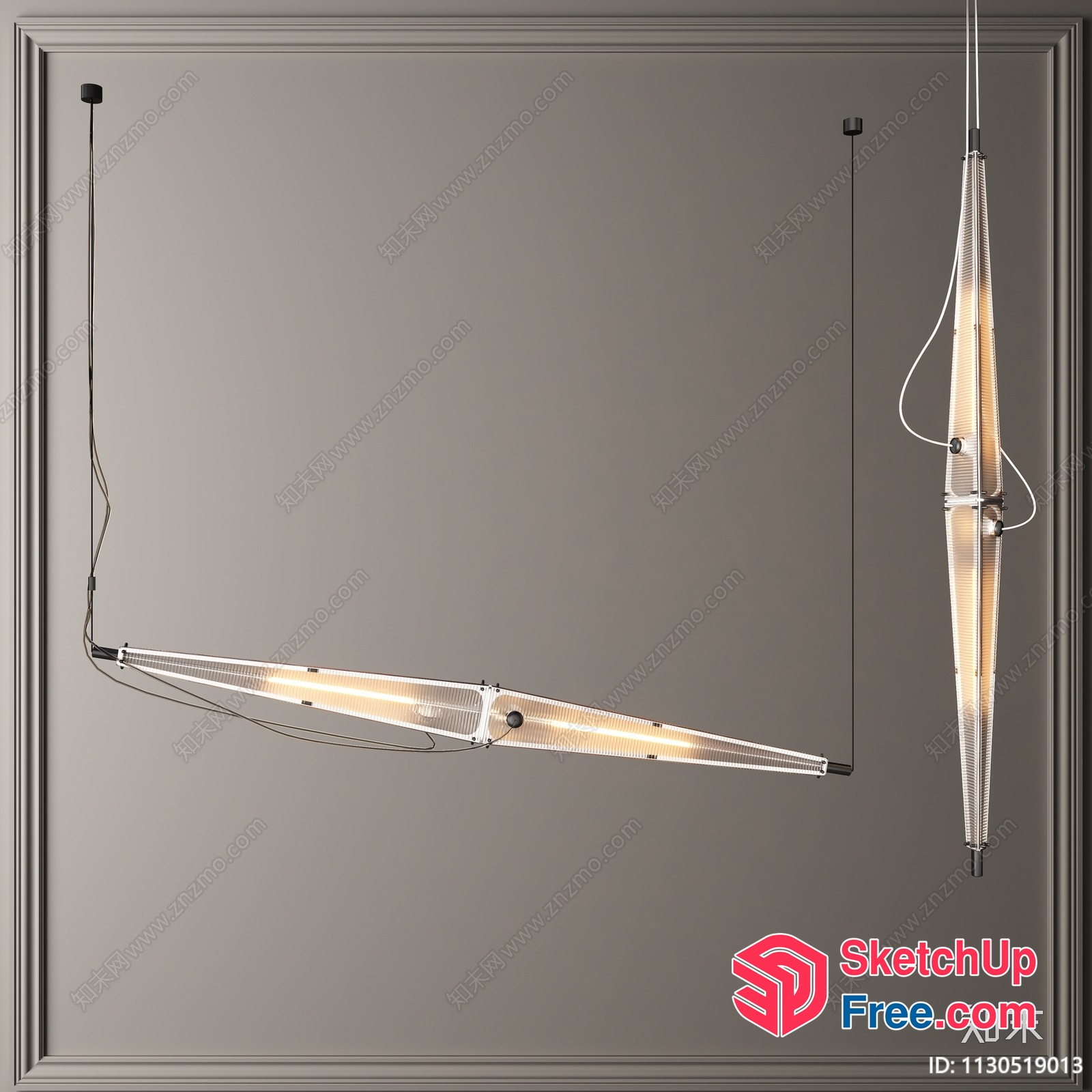 Modern Sleek Contemporary Lighting Fixture 3D SketchUp File