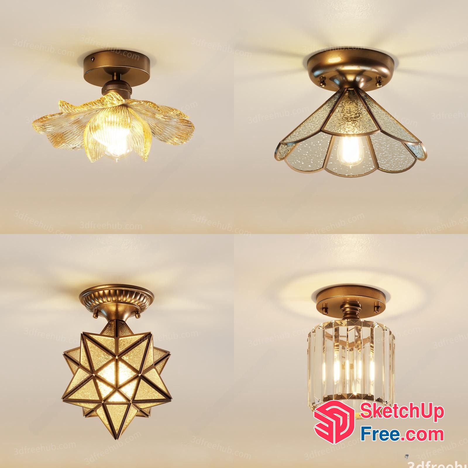 Ceiling Light Fixtures In Various Styles 3D SketchUp File