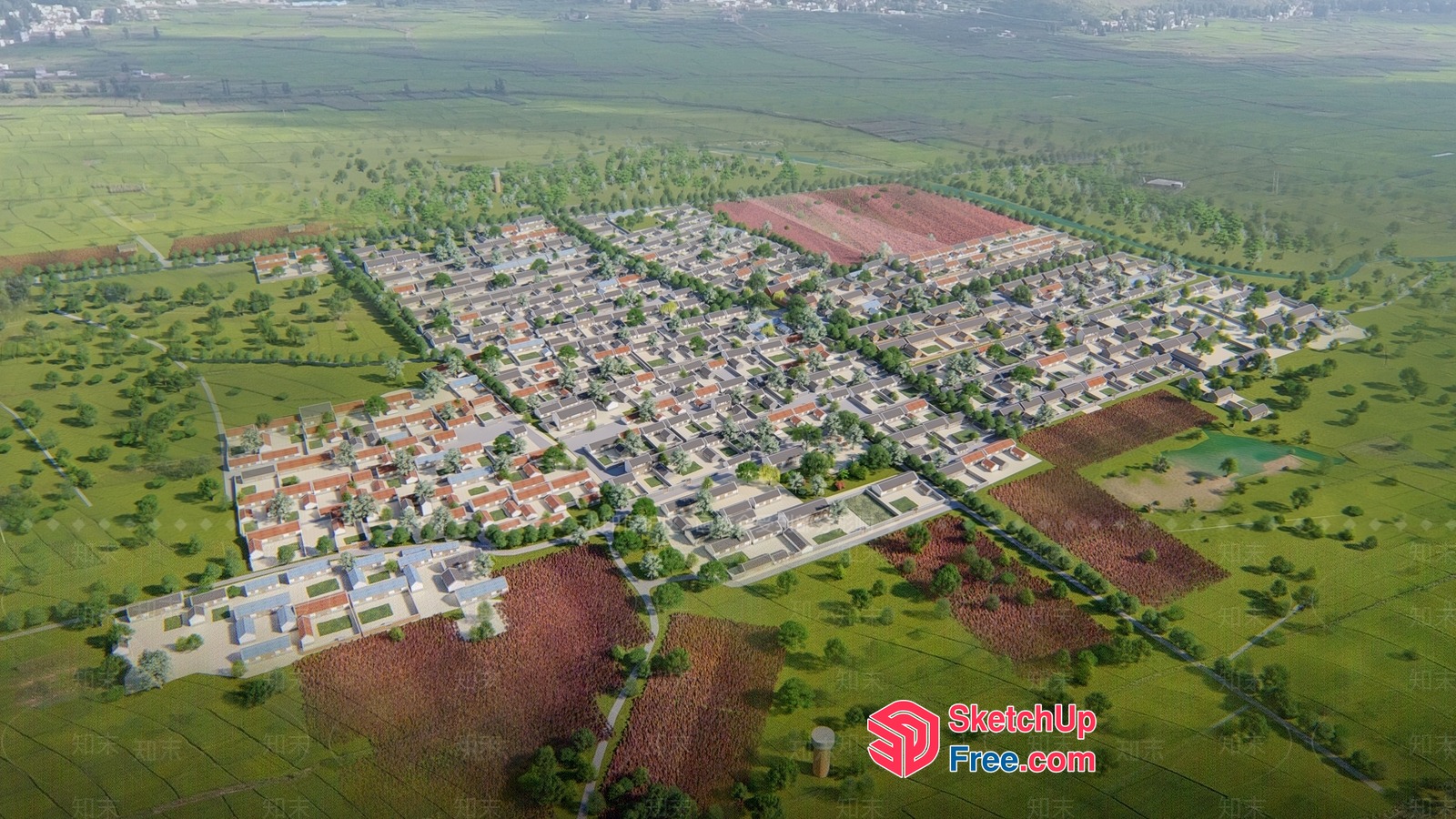 Modern Village Community Development 3D SketchUp File