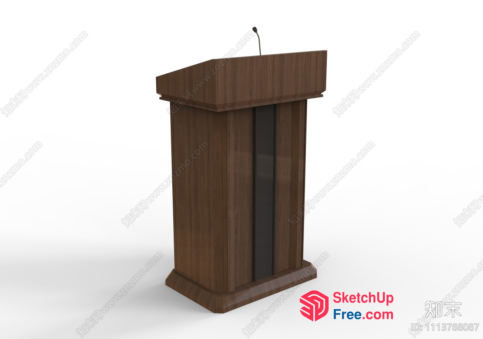 Wooden Podium With Microphone 3D SketchUp File