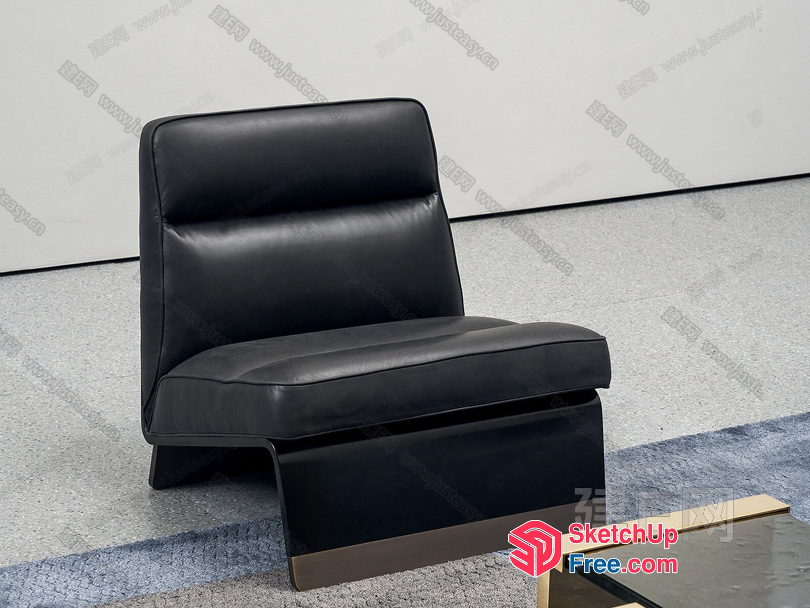 Stylish Black Leather Accent Chair 3D SketchUp File