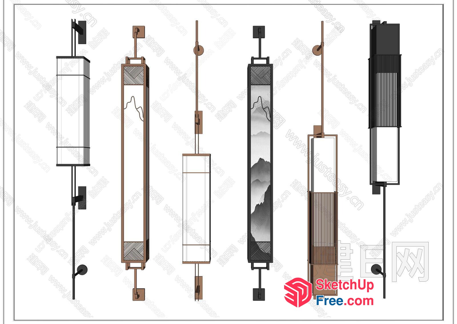 Elegant Japanese-Inspired Lighting Fixtures 3D SketchUp File
