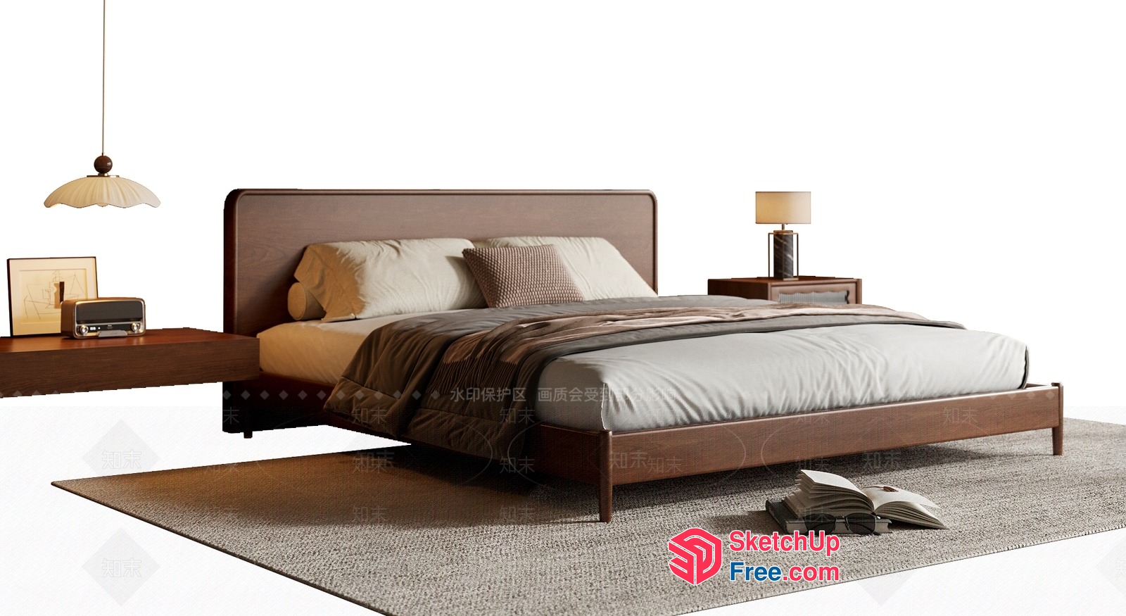 Modern Minimalist Bedroom With Brown And Beige Tones 3D SketchUp File