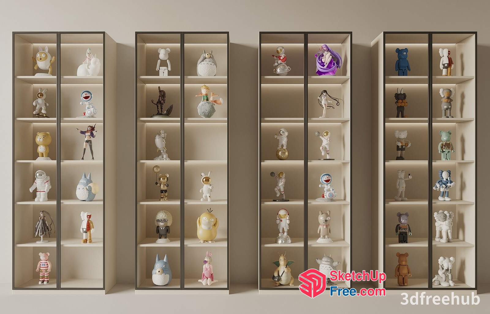 Shelf Display Of Unique Figurines 3D SketchUp File