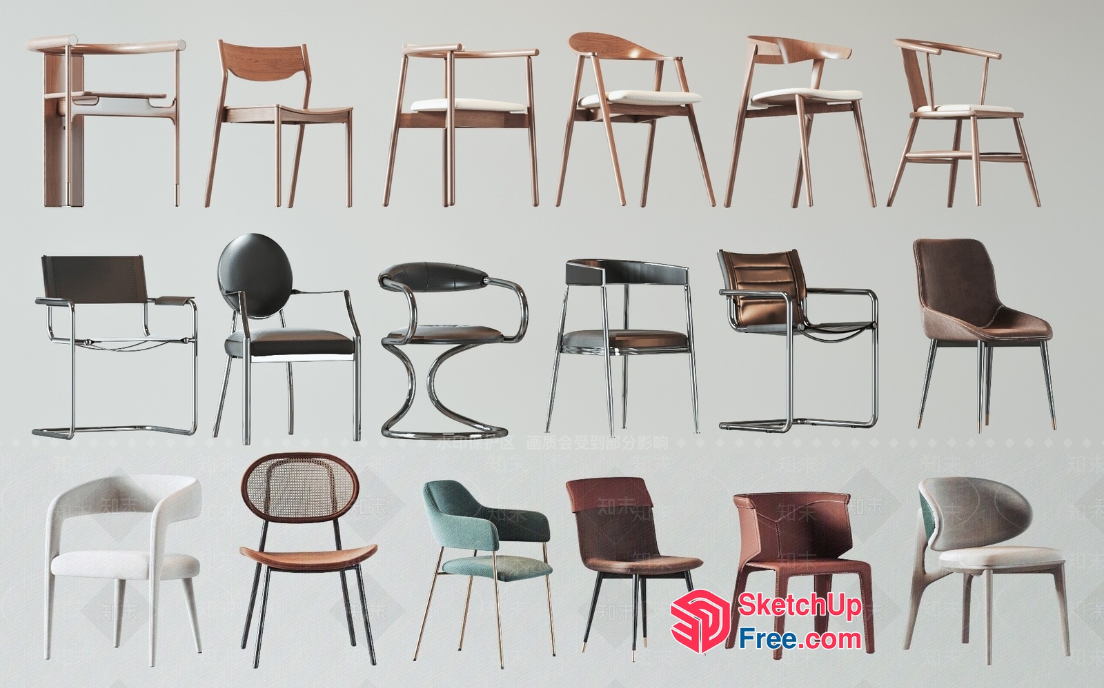 Modern Chairs In Various Styles 3D SketchUp File