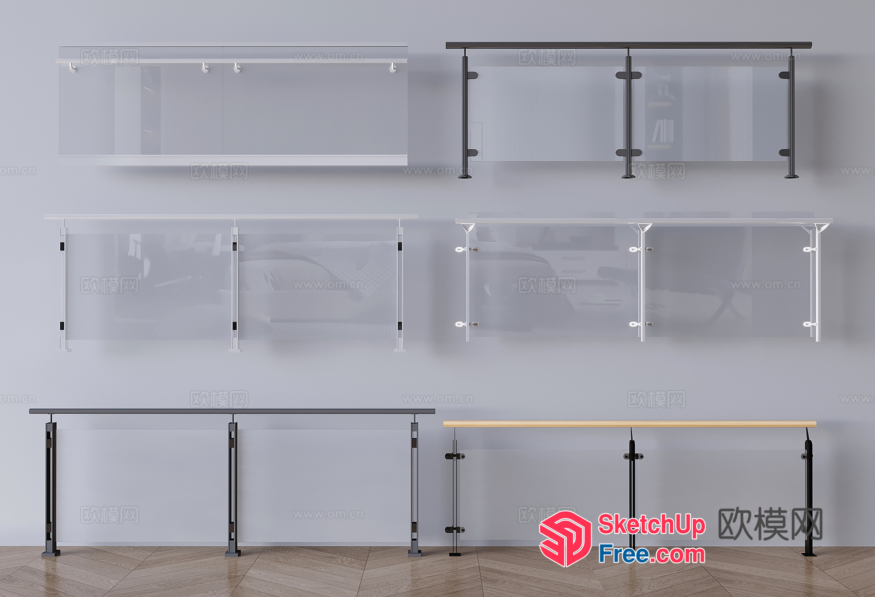 Glass Railing For Balcony Or Stairway 3D SketchUp File