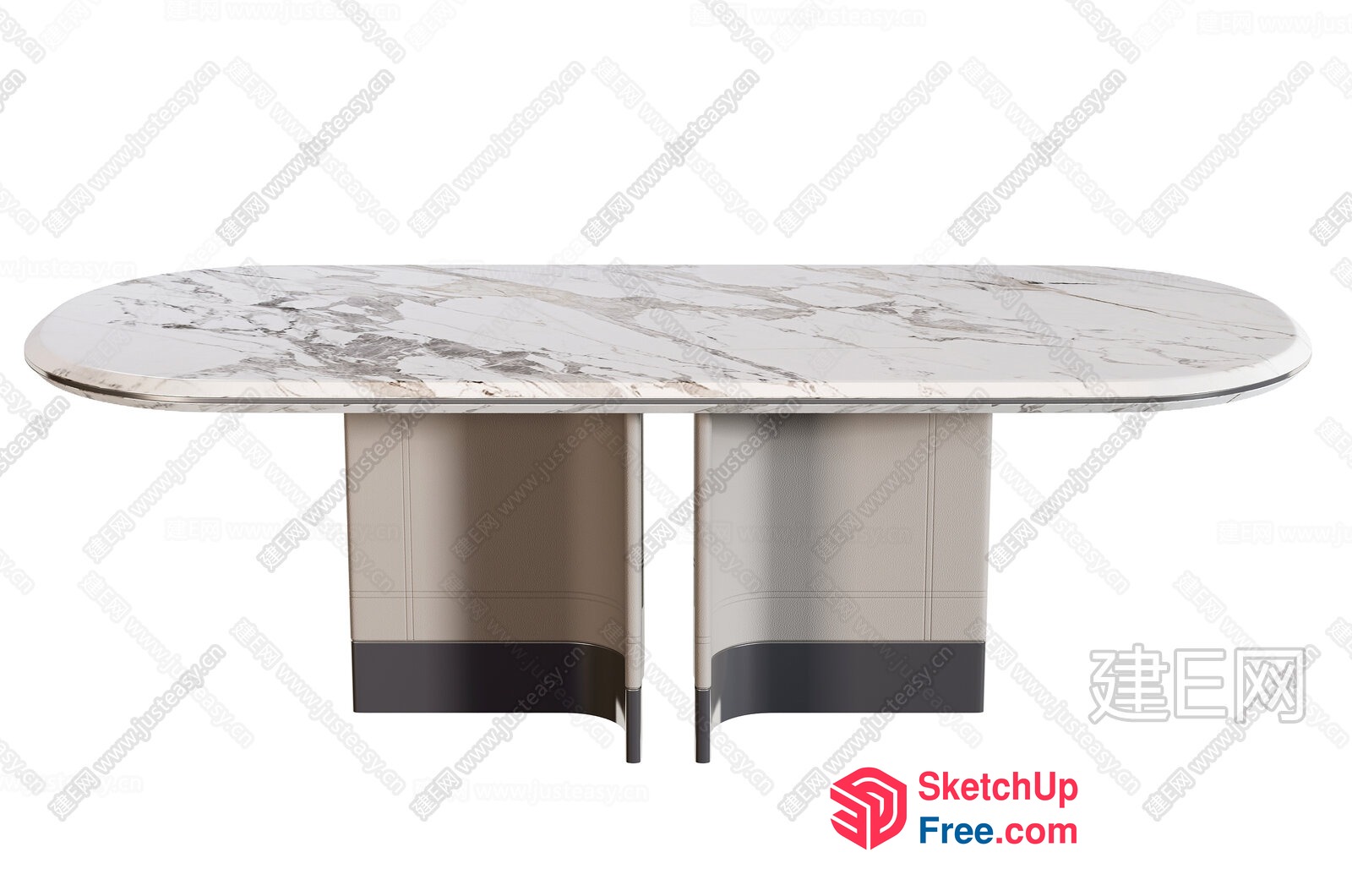 Oval Marble Dining Table 3D SketchUp File