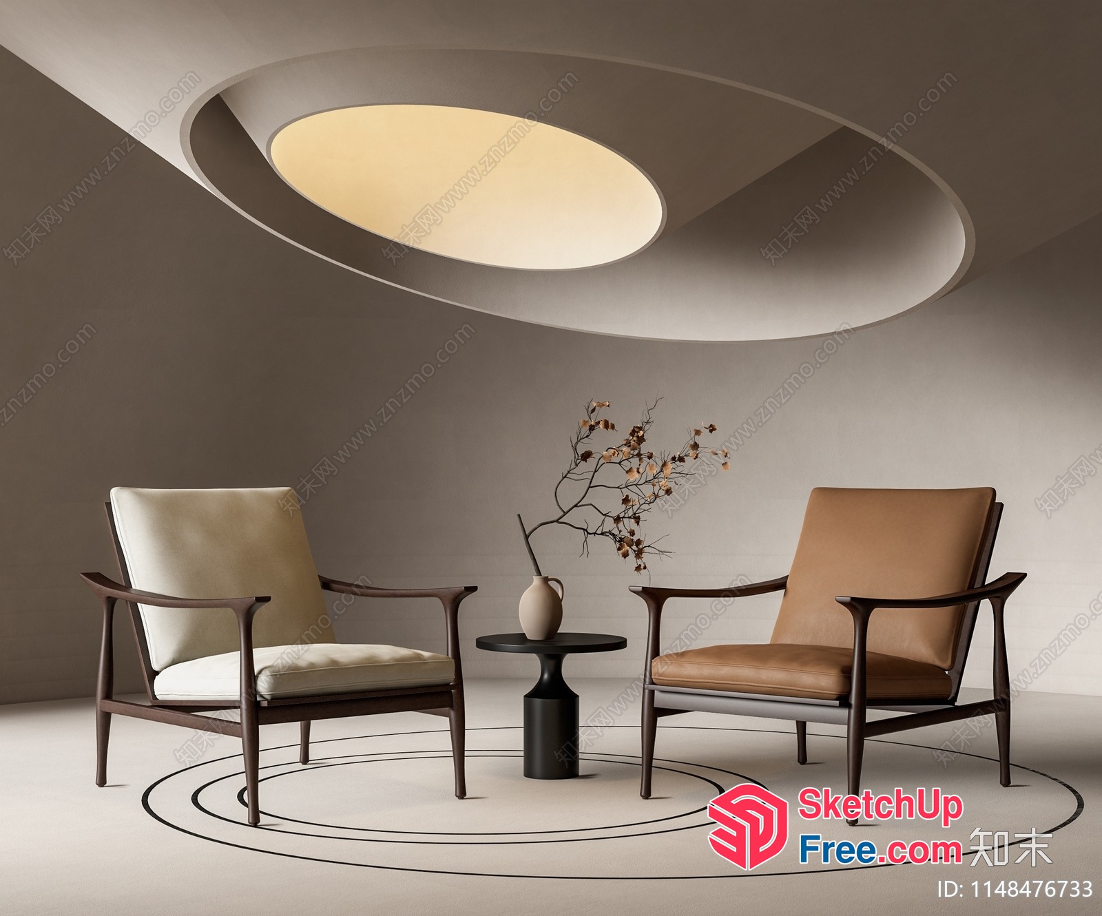 Modern Interior Design With Elegant Chairs And Table 3D SketchUp File