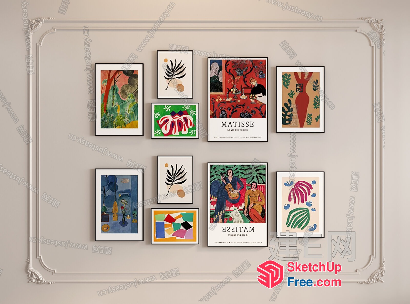 Colorful Matisse-Inspired Artwork Gallery 3D SketchUp File