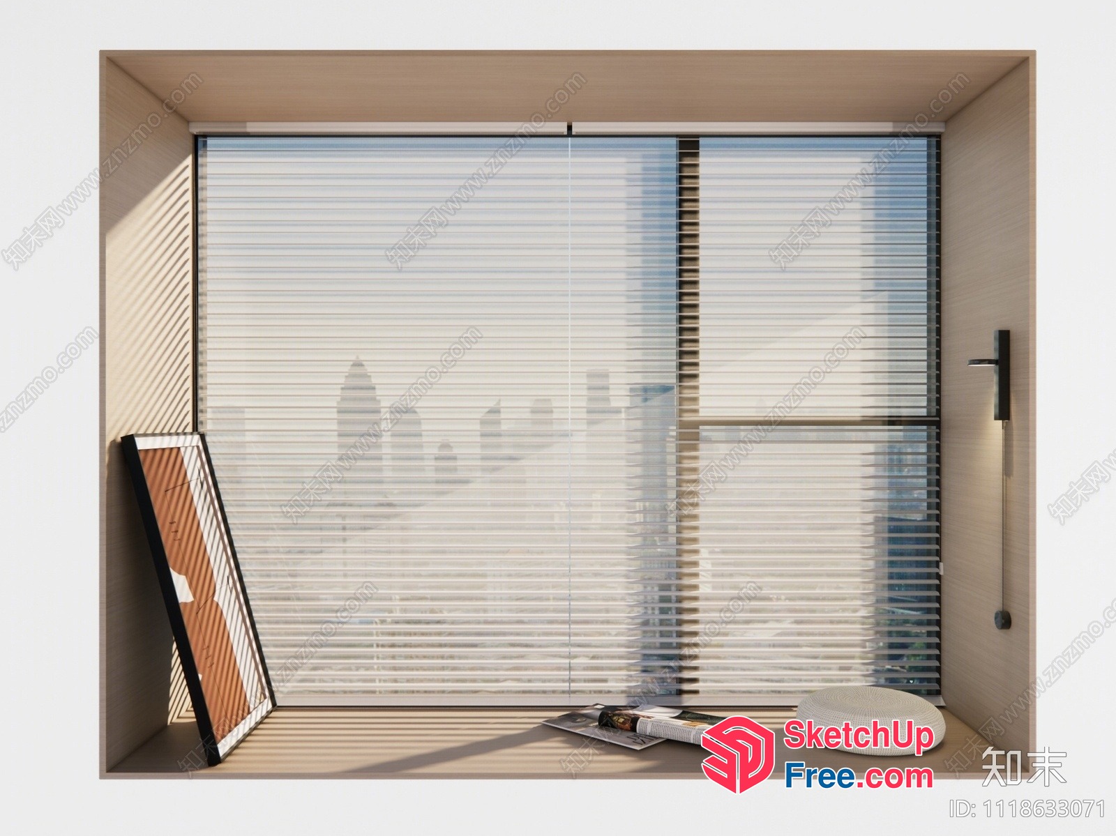 Modern Minimalist Window With City View 3D SketchUp File