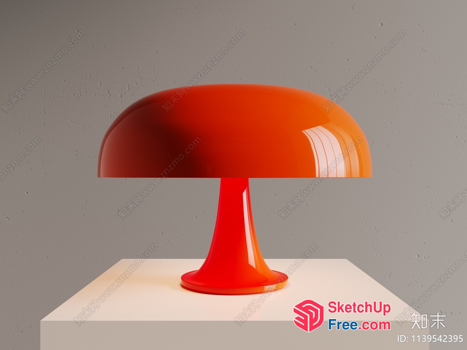 Red Glass Table Lamp On White Table 3D SketchUp File