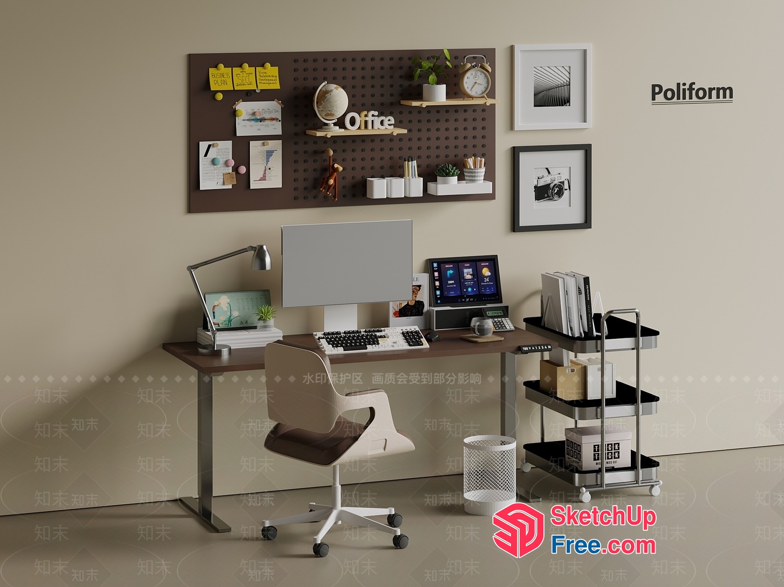 Office Space With Modern Decor And Functional Furniture 3D SketchUp File