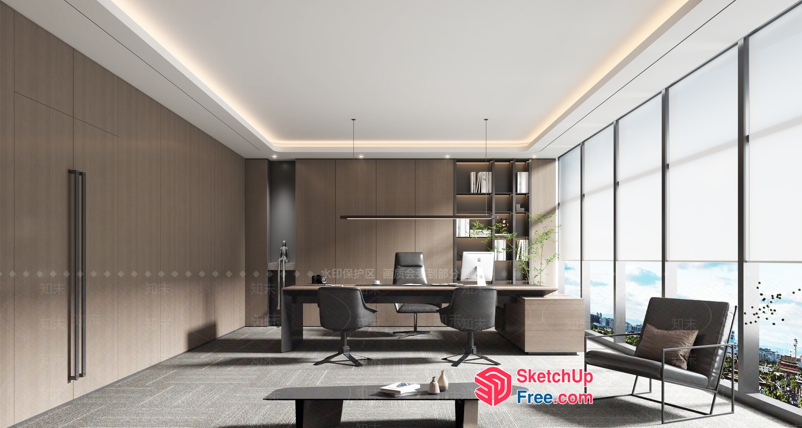 Modern Office Interior With Sleek Furniture And Natural Light 3D SketchUp File