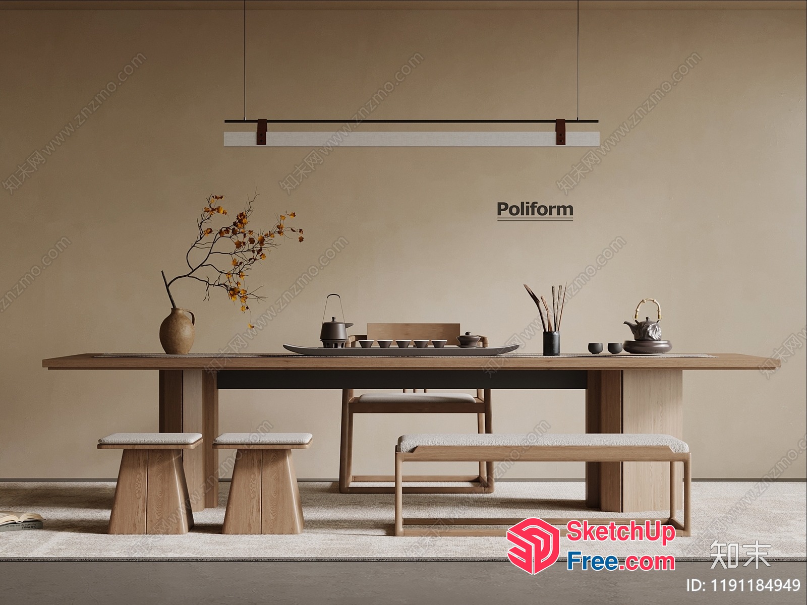 Poliform Dining Table Set 3D SketchUp File