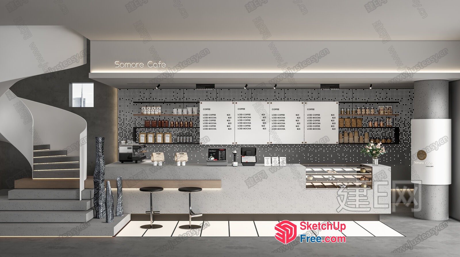 Modern And Elegant Cafe Interior 3D SketchUp File