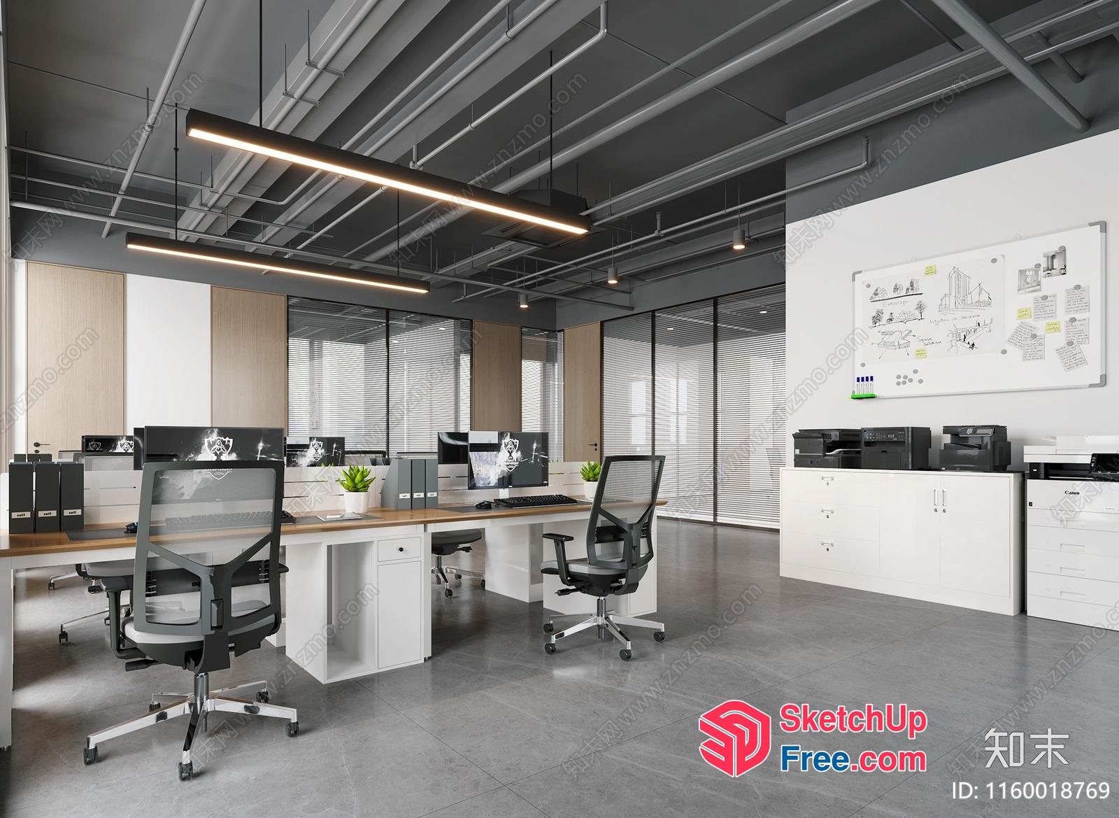Modern Office Space With Sleek Furniture And Minimalist Decor 3D SketchUp File