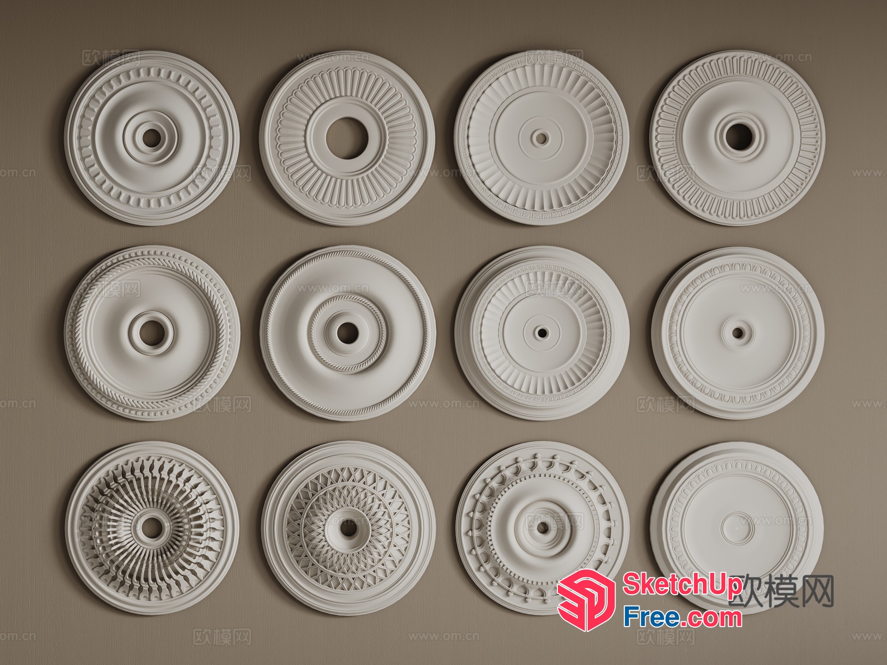 Decorative Ceiling Ornaments Collection 3D SketchUp File