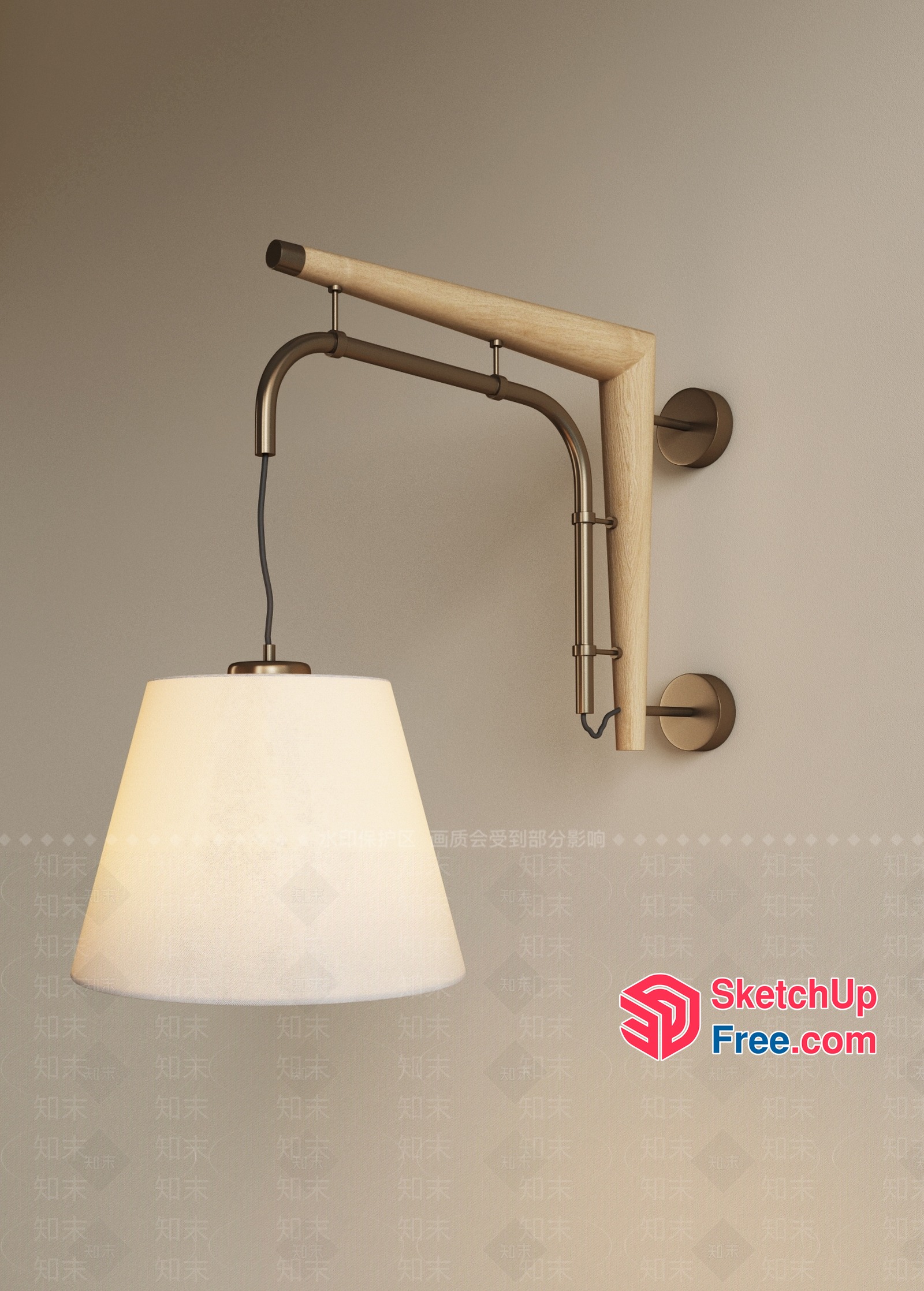 Hanging Light Fixture With White Shade And Metal Frame 3D SketchUp File